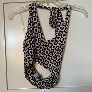 Tilly's halter Black and White Floral Checkered Women's Top